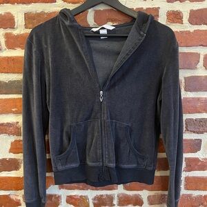 Victoria's Secret Black Zip-Up Velvet Hoodie
